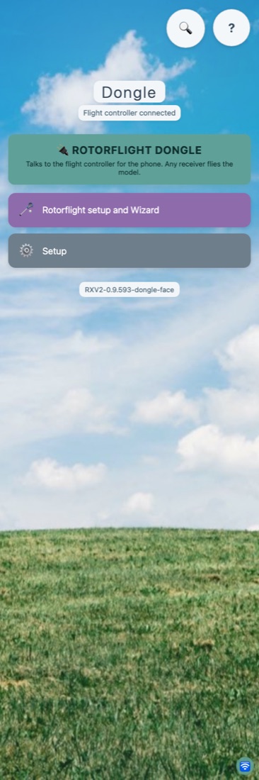 The app's home page on a dongle