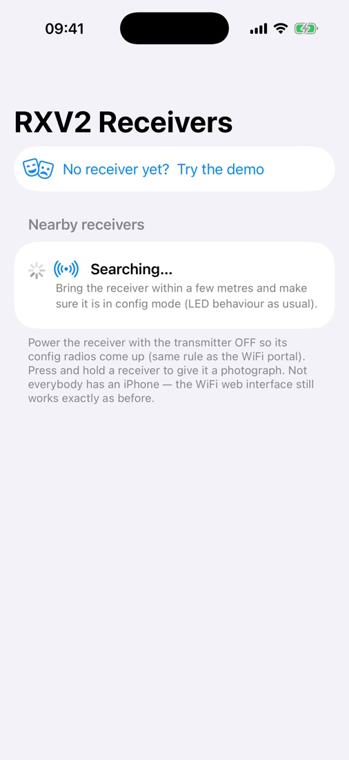 The app's receiver list